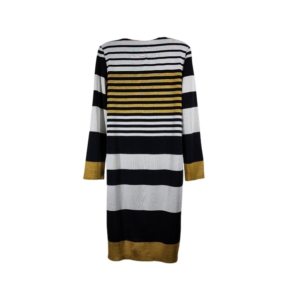 MISOOK STRIPED METALLIC THREADING LONG SLEEVE DRESS - Picture 2 of 7